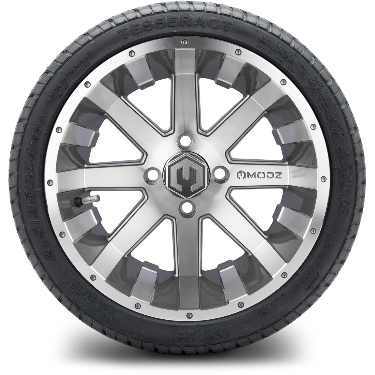 MODZ® 14" Assault Machined Gunmetal Wheels & Street Tires Combo