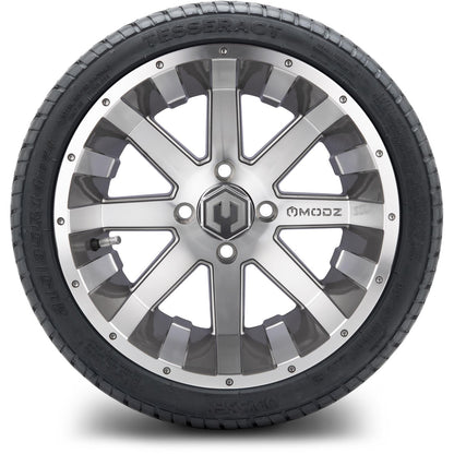 MODZ® 14" Assault Machined Gunmetal Wheels & Street Tires Combo