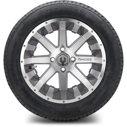 MODZ® 14" Assault Machined Gunmetal Wheels & Street Tires Combo