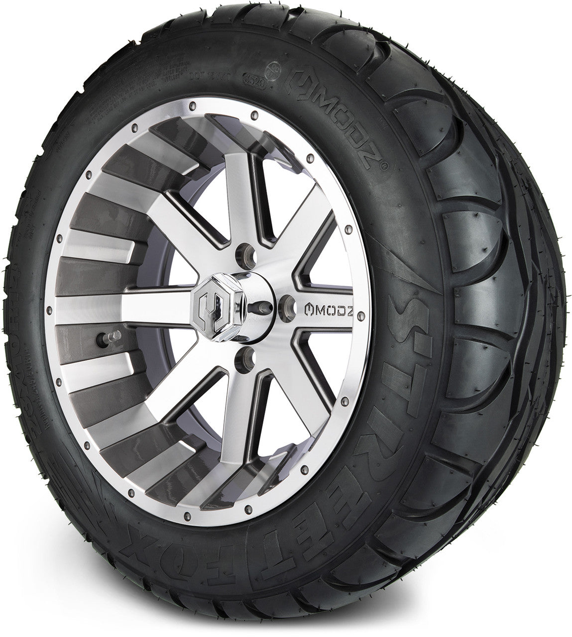 MODZ® 14" Assault Machined Gunmetal Wheels & Street Tires Combo