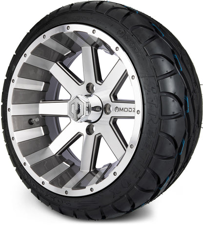 MODZ® 14" Assault Machined Gunmetal Wheels & Street Tires Combo