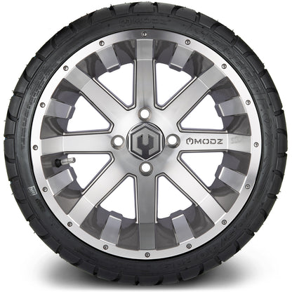 MODZ® 14" Assault Machined Gunmetal Wheels & Street Tires Combo