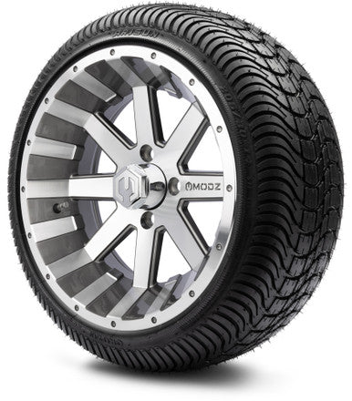 MODZ® 14" Assault Machined Gunmetal Wheels & Street Tires Combo