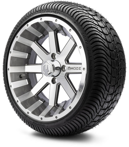 MODZ® 14" Assault Machined Gunmetal Wheels & Street Tires Combo