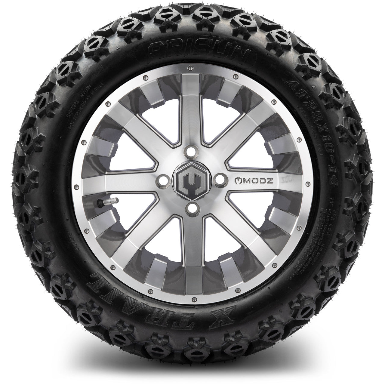 MODZ® 14" Assault Machined Gunmetal Wheels & Off-Road Tires Combo