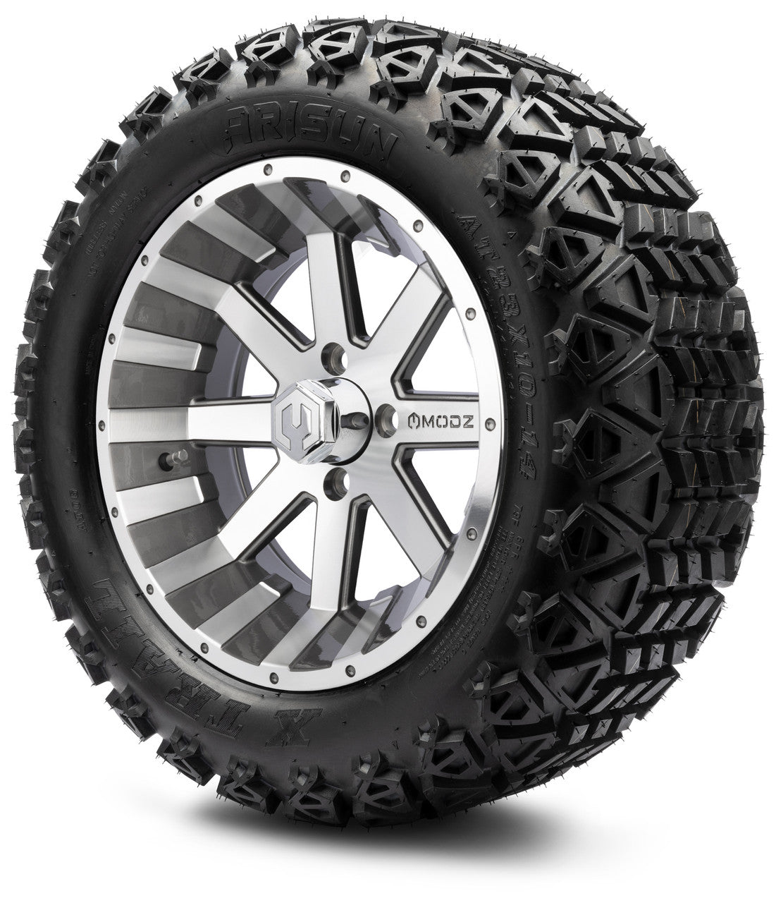 MODZ® 14" Assault Machined Gunmetal Wheels & Off-Road Tires Combo