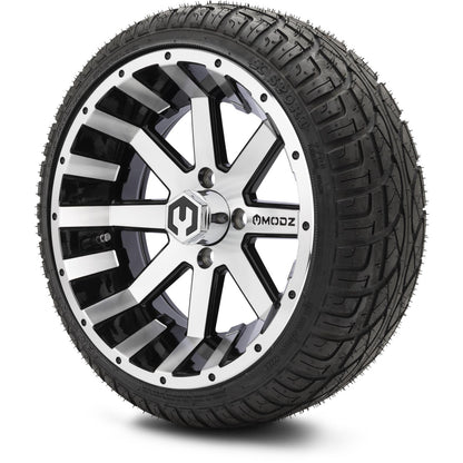MODZ® 14" Assault Machined Black Wheels & Street Tires Combo