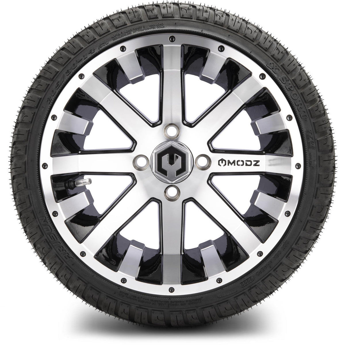MODZ® 14" Assault Machined Black Wheels & Street Tires Combo