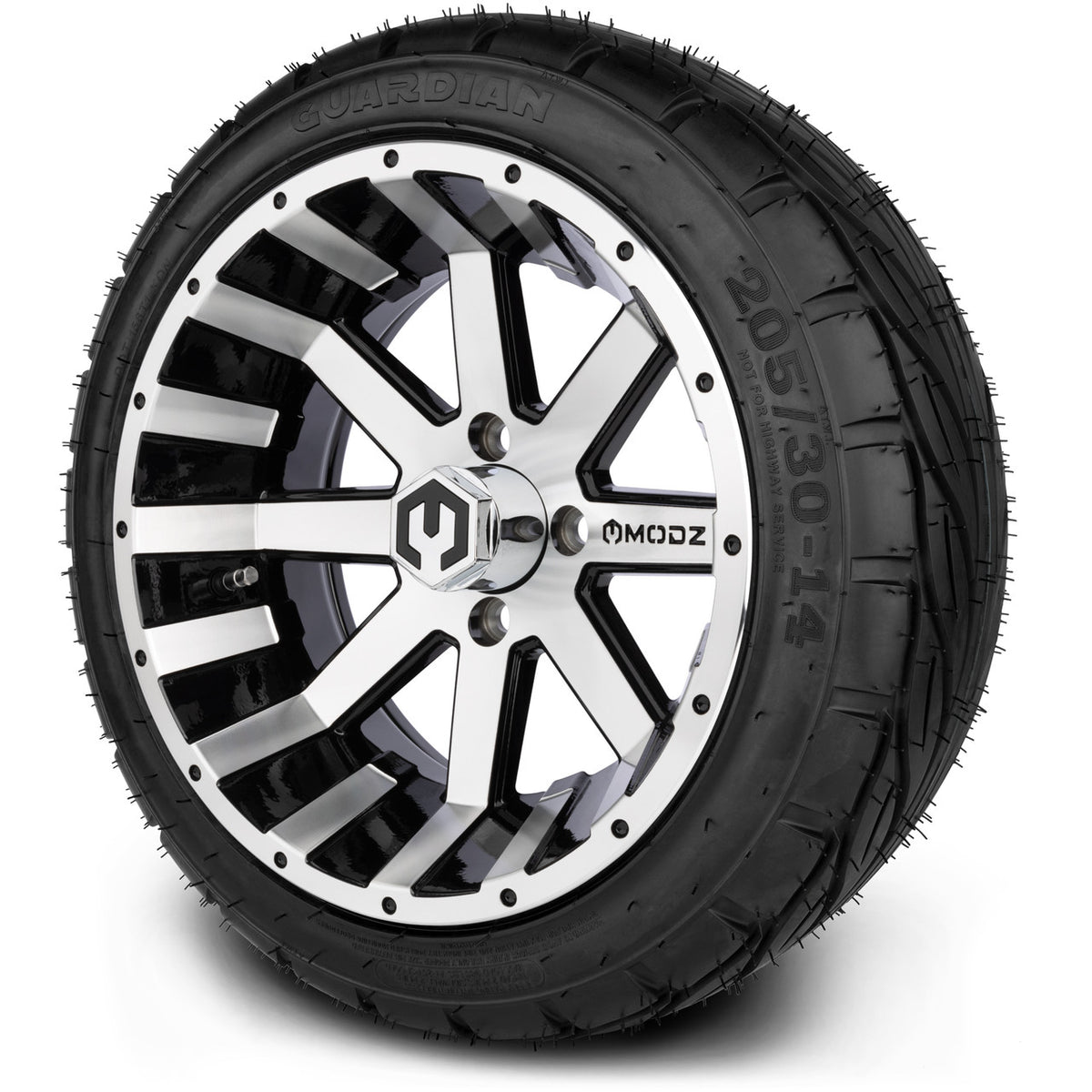 MODZ® 14" Assault Machined Black Wheels & Street Tires Combo