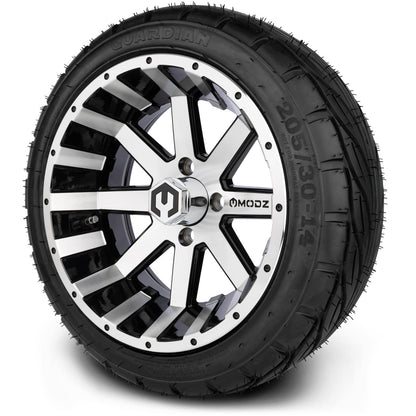MODZ® 14" Assault Machined Black Wheels & Street Tires Combo