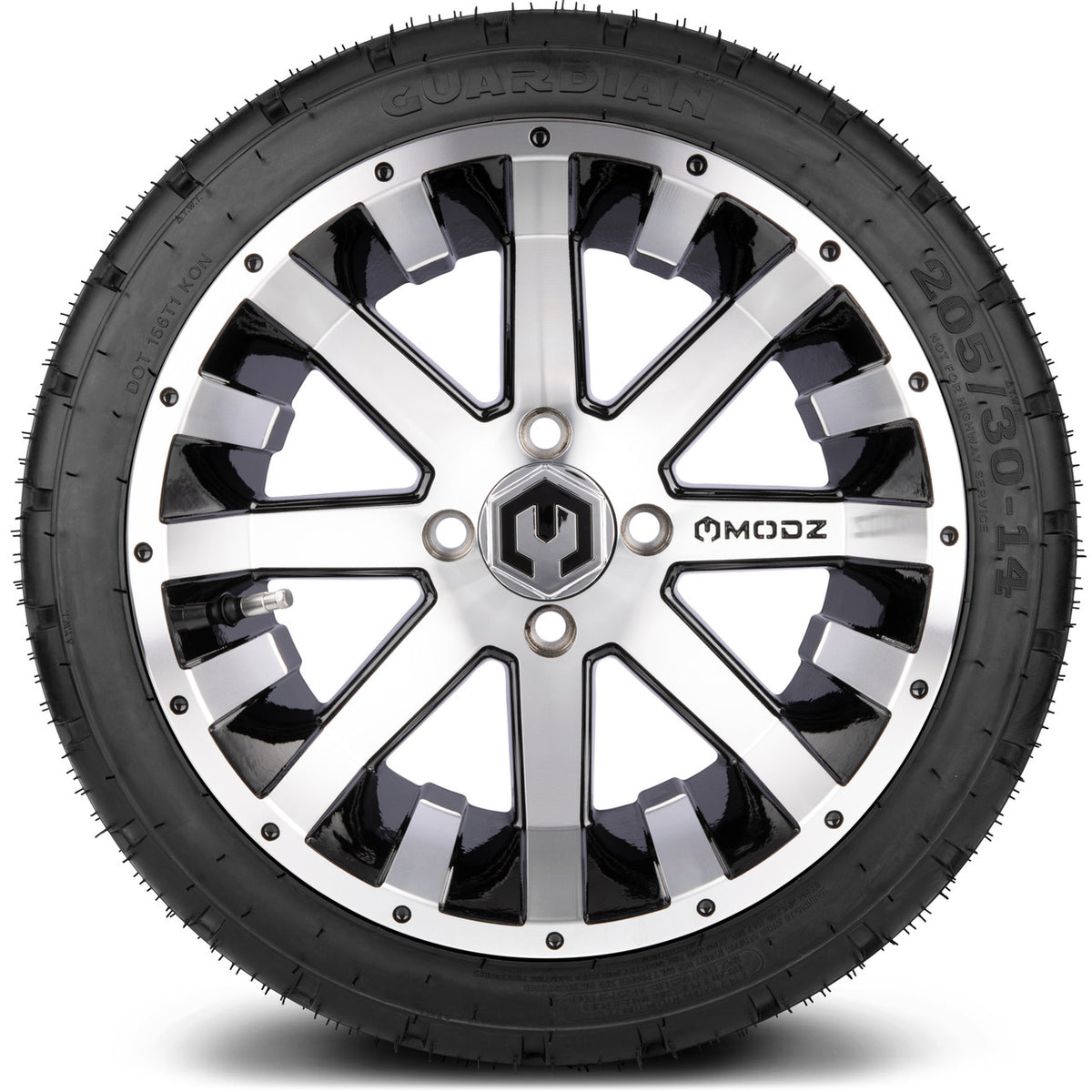 MODZ® 14" Assault Machined Black Wheels & Street Tires Combo
