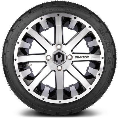 MODZ® 14" Assault Machined Black Wheels & Street Tires Combo