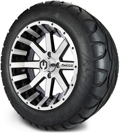 MODZ® 14" Assault Machined Black Wheels & Street Tires Combo