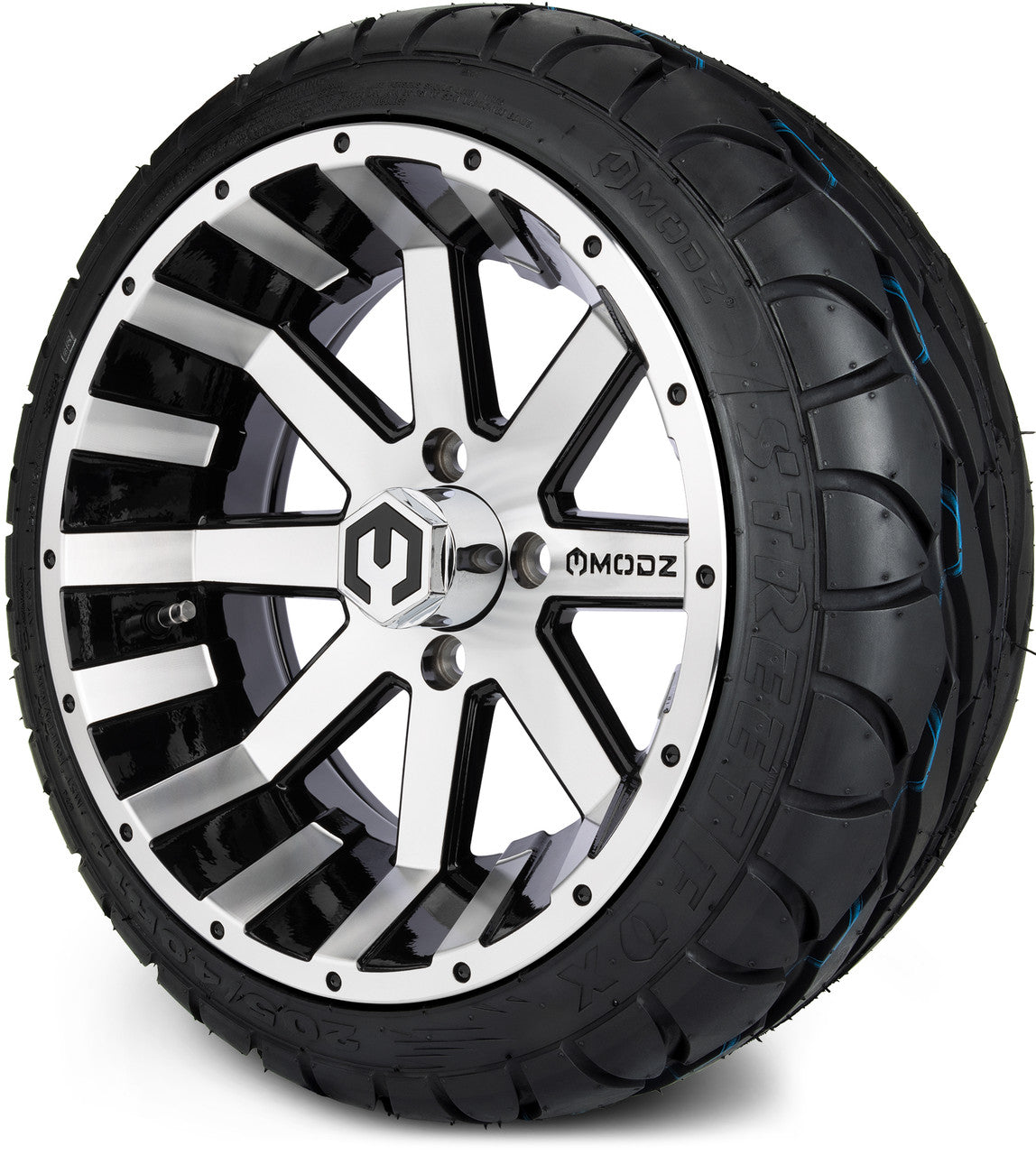 MODZ® 14" Assault Machined Black Wheels & Street Tires Combo