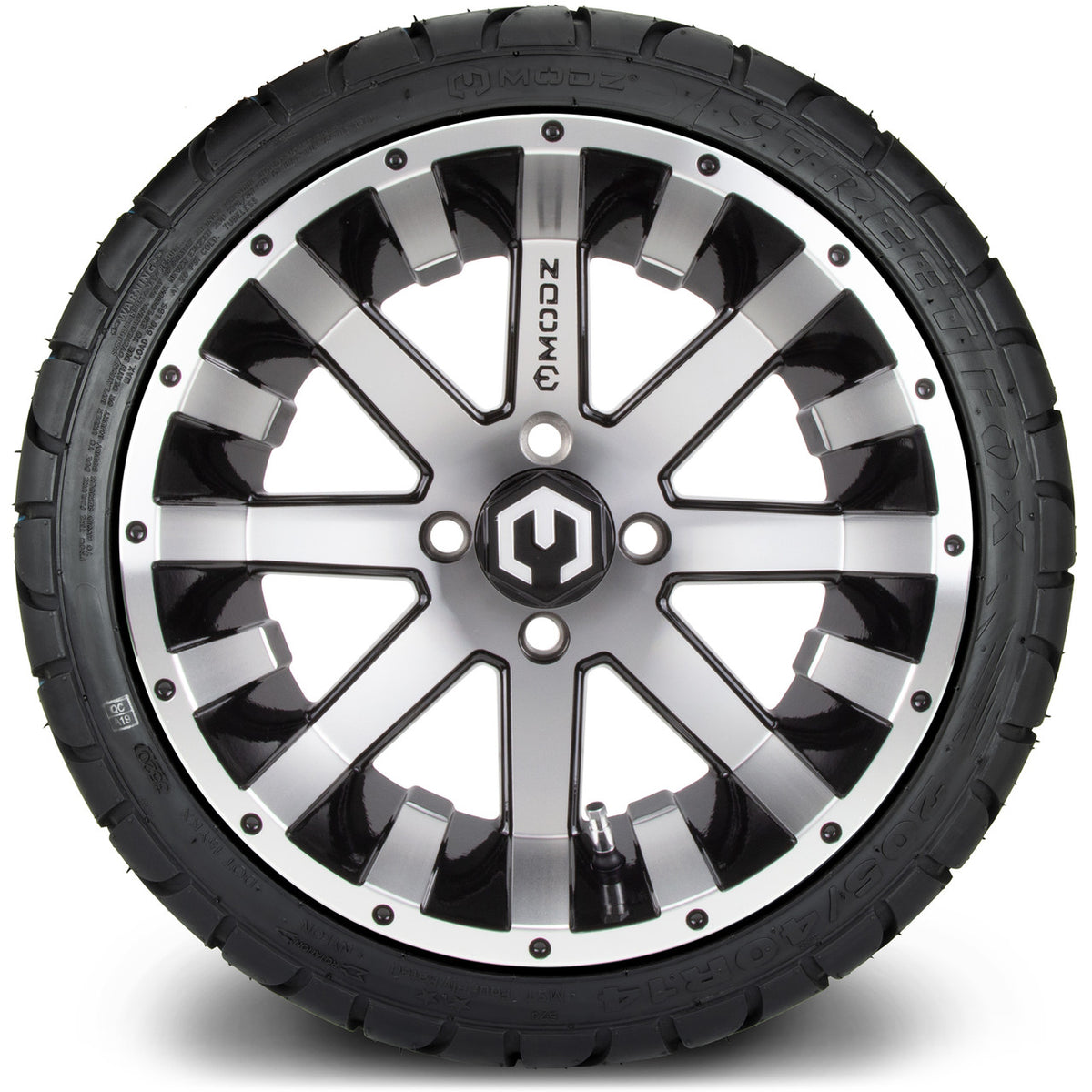 MODZ® 14" Assault Machined Black Wheels & Street Tires Combo