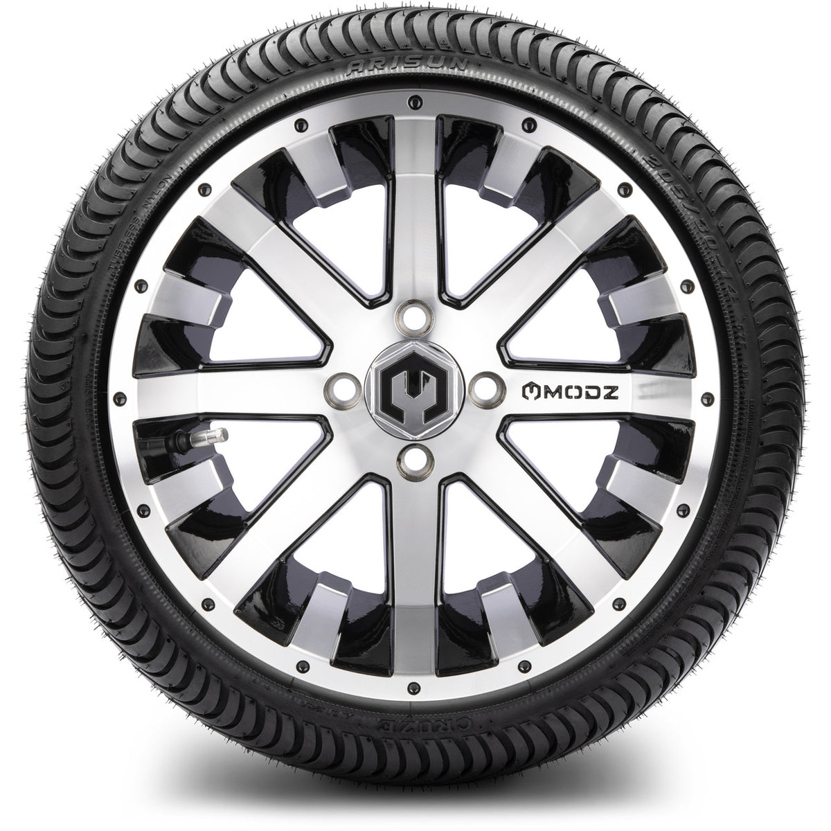 MODZ® 14" Assault Machined Black Wheels & Street Tires Combo