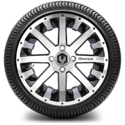 MODZ® 14" Assault Machined Black Wheels & Street Tires Combo