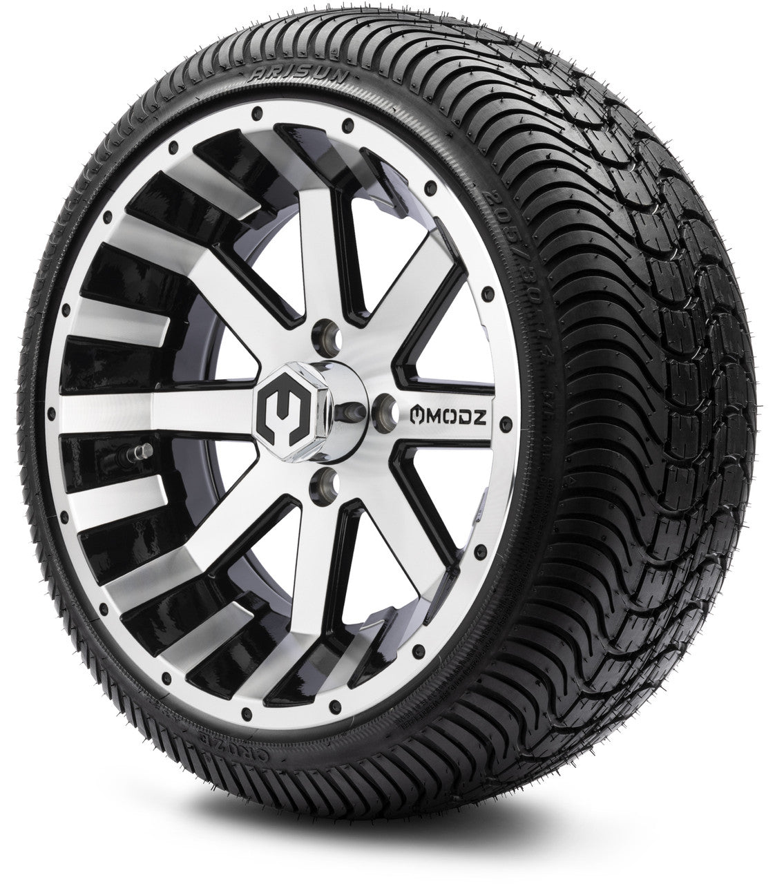 MODZ® 14" Assault Machined Black Wheels & Street Tires Combo