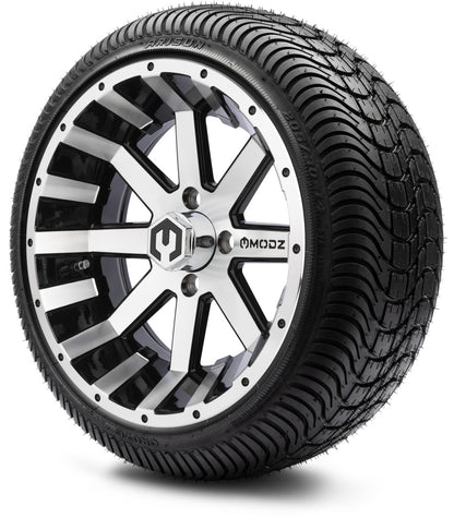 MODZ® 14" Assault Machined Black Wheels & Street Tires Combo