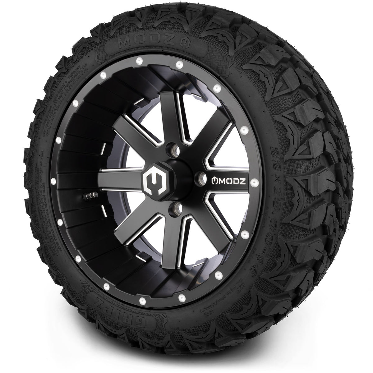 MODZ® 14" Assault Matte Black with Ball Mill Wheels & Off-Road Tires Combo