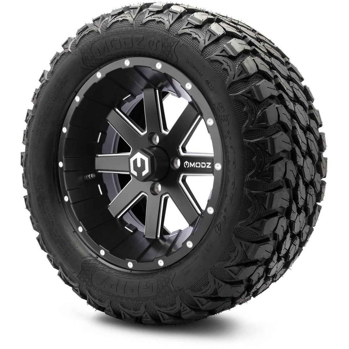 MODZ® 14" Assault Matte Black with Ball Mill Wheels & Off-Road Tires Combo
