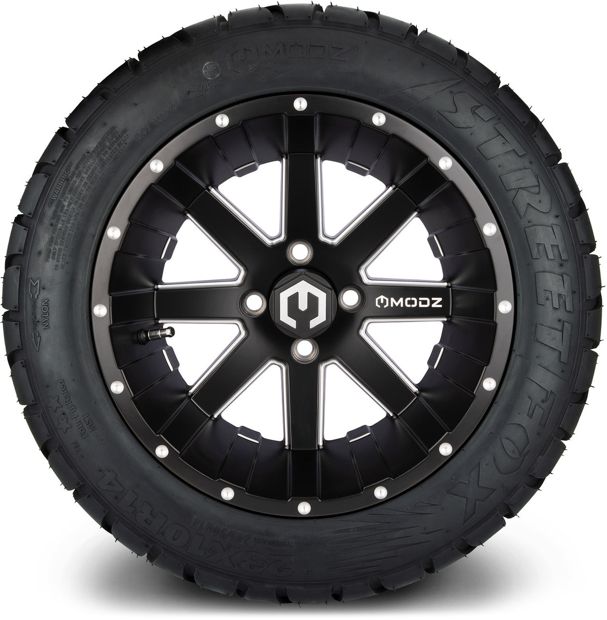 MODZ® 14" Assault Matte Black with Ball Mill Wheels & Street Tires Combo