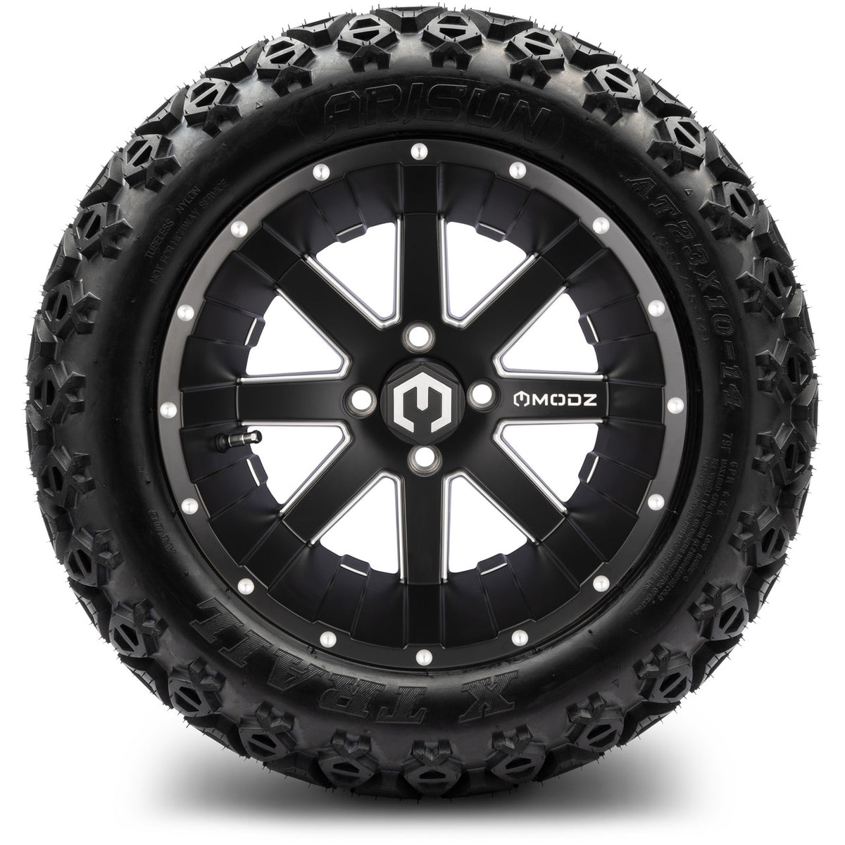 MODZ® 14" Assault Matte Black with Ball Mill Wheels & Off-Road Tires Combo
