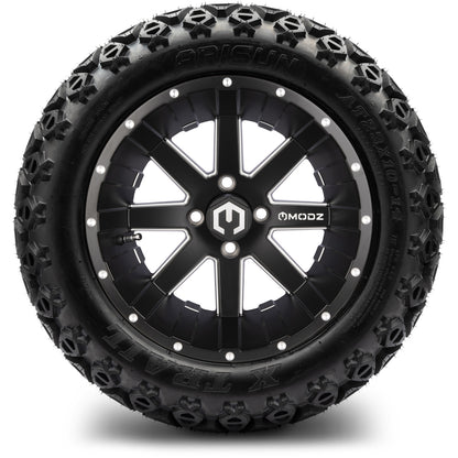 MODZ® 14" Assault Matte Black with Ball Mill Wheels & Off-Road Tires Combo