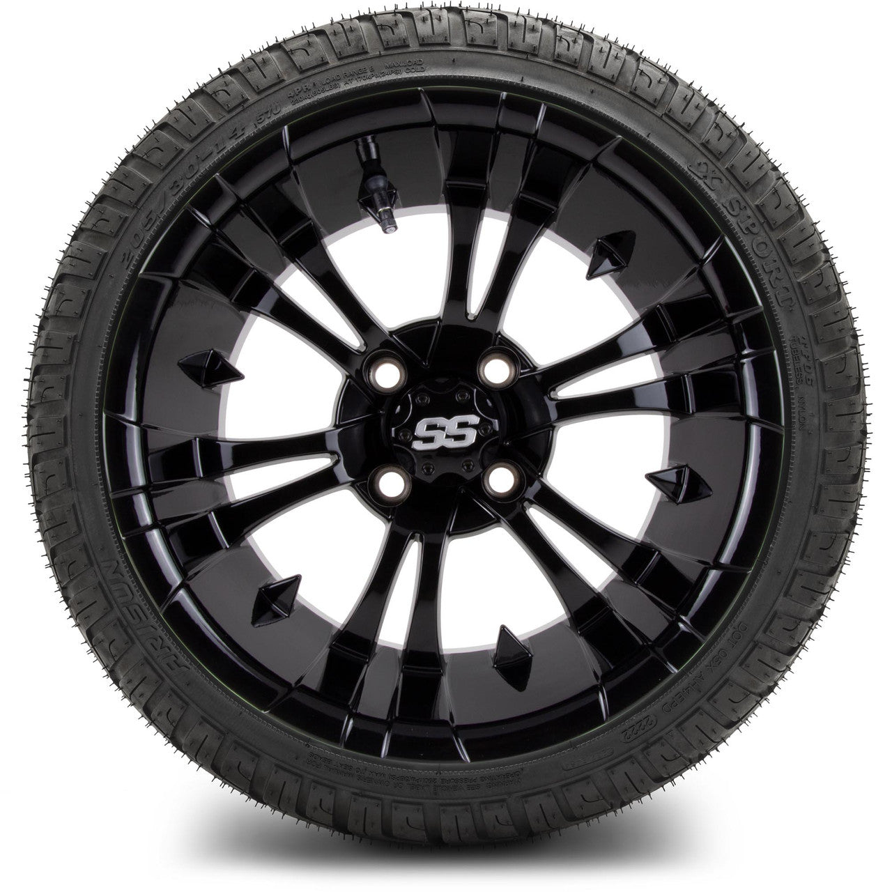 MODZ® 14" Vampire Glossy Black Wheels & Street Tires Combo