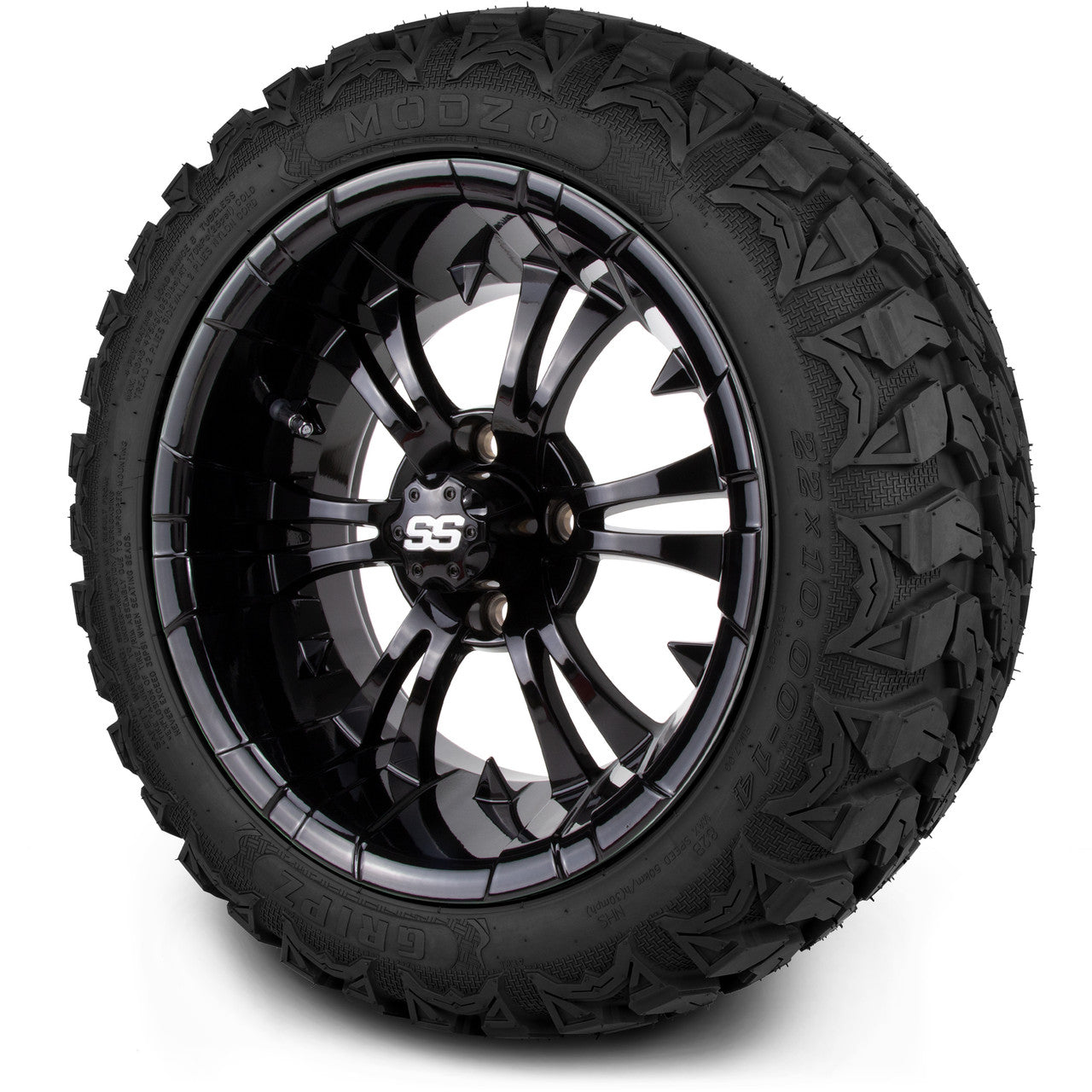 MODZ® 14" Vampire Glossy Black Wheels & Off-Road Tires Combo