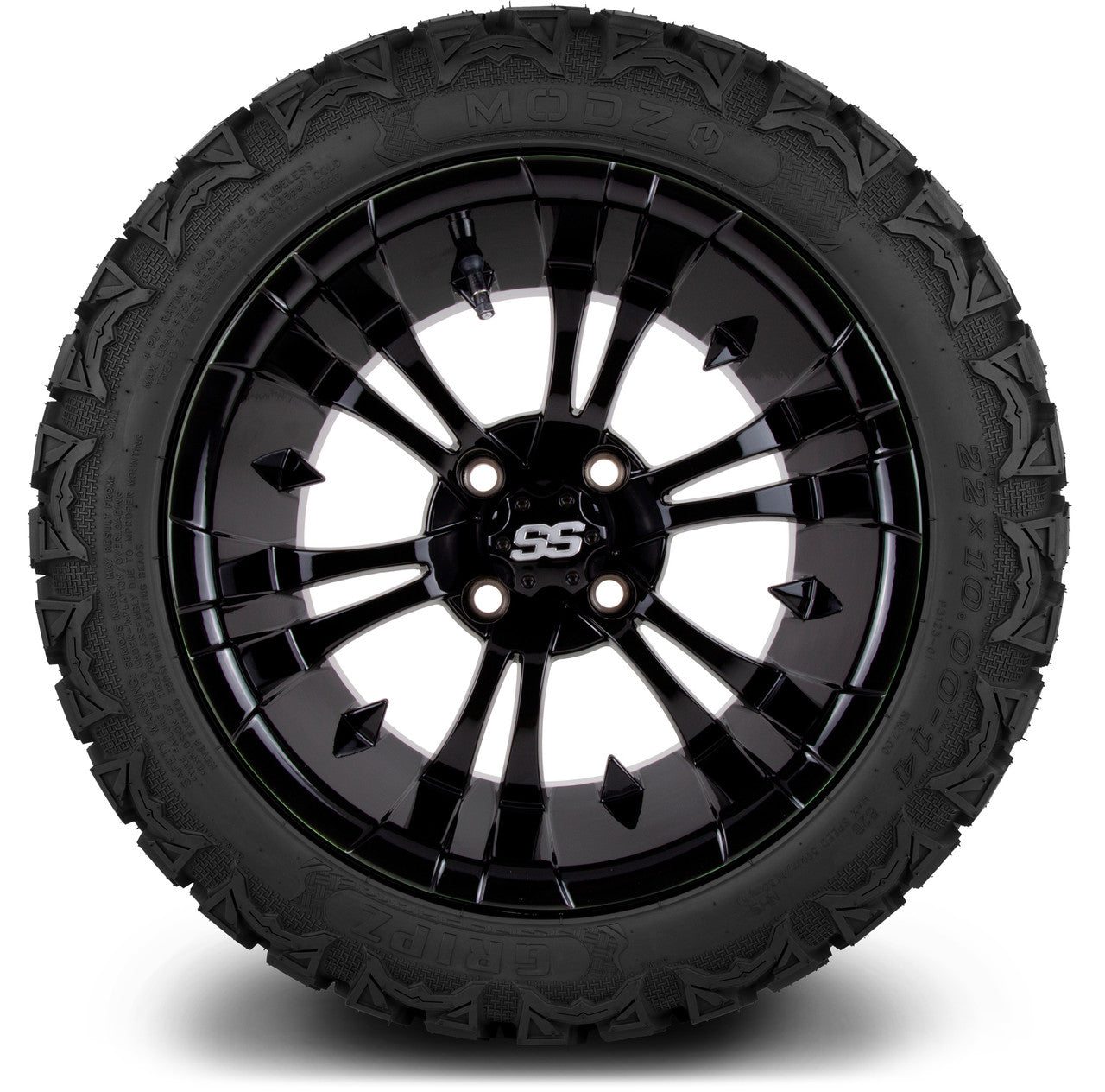 MODZ® 14" Vampire Glossy Black Wheels & Off-Road Tires Combo