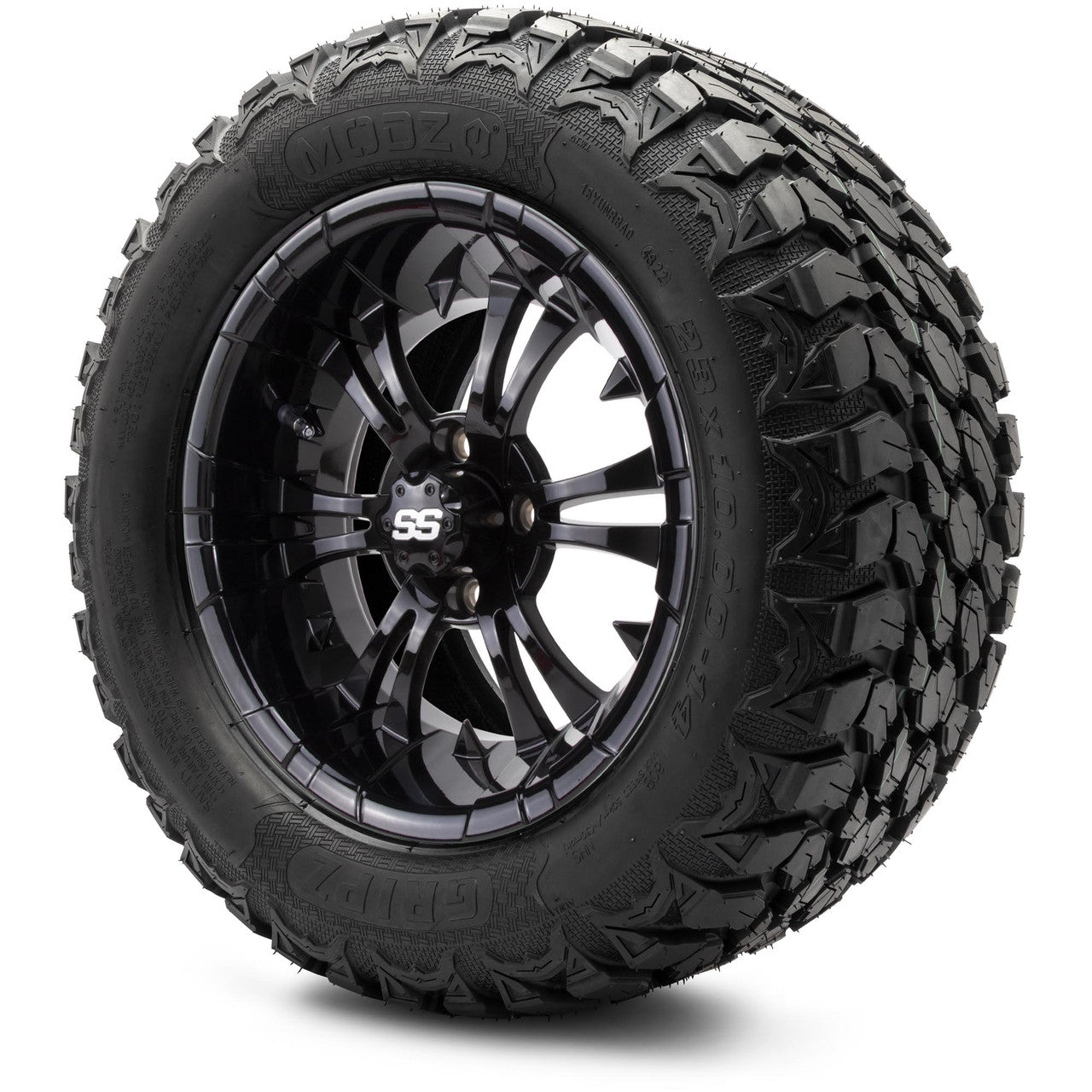 MODZ® 14" Vampire Glossy Black Wheels & Off-Road Tires Combo