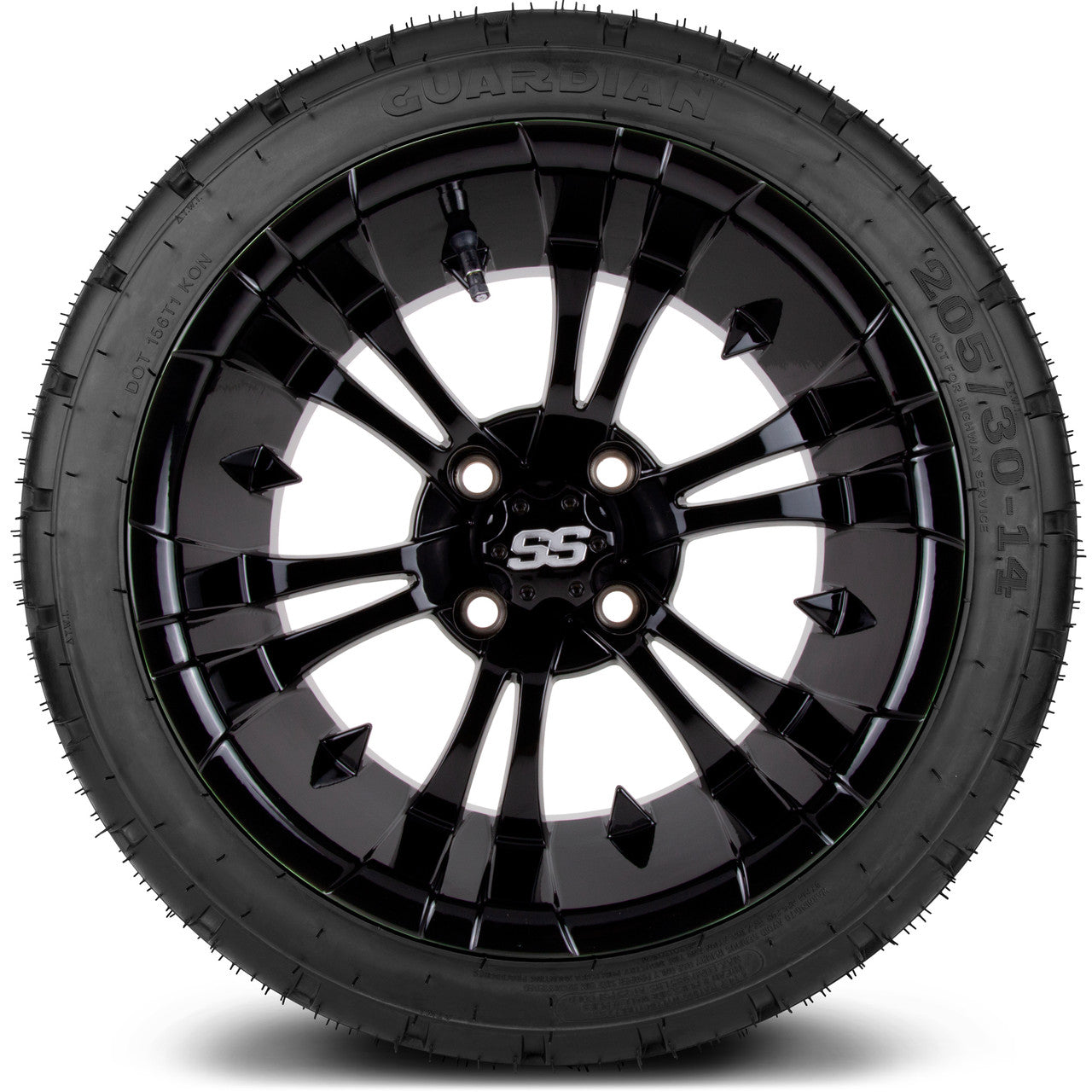 MODZ® 14" Vampire Glossy Black Wheels & Street Tires Combo