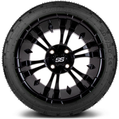 MODZ® 14" Vampire Glossy Black Wheels & Street Tires Combo