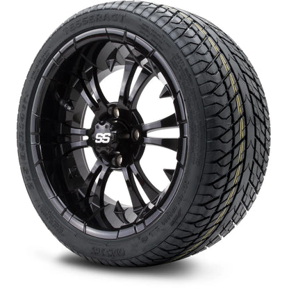 MODZ® 14" Vampire Glossy Black Wheels & Street Tires Combo