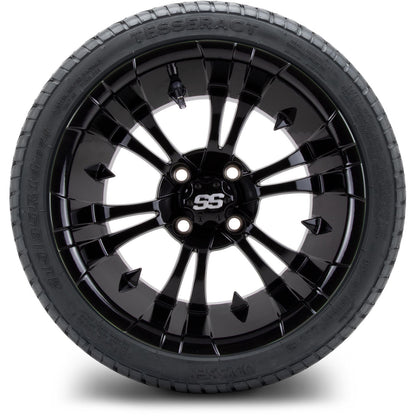 MODZ® 14" Vampire Glossy Black Wheels & Street Tires Combo