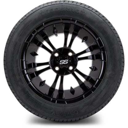 MODZ® 14" Vampire Glossy Black Wheels & Street Tires Combo