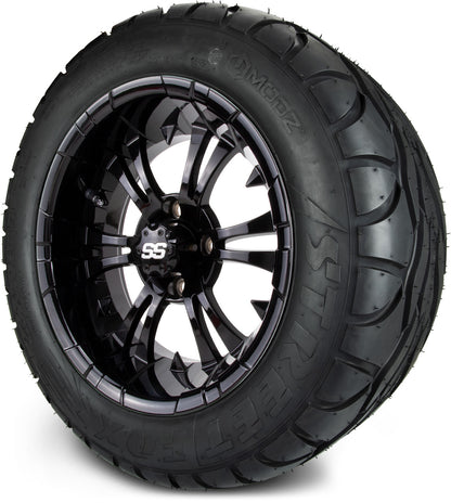 MODZ® 14" Vampire Glossy Black Wheels & Street Tires Combo