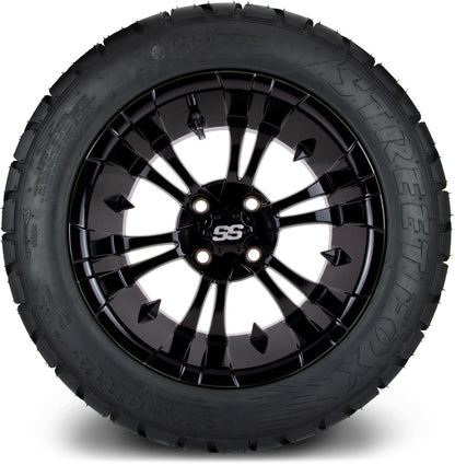 MODZ® 14" Vampire Glossy Black Wheels & Street Tires Combo