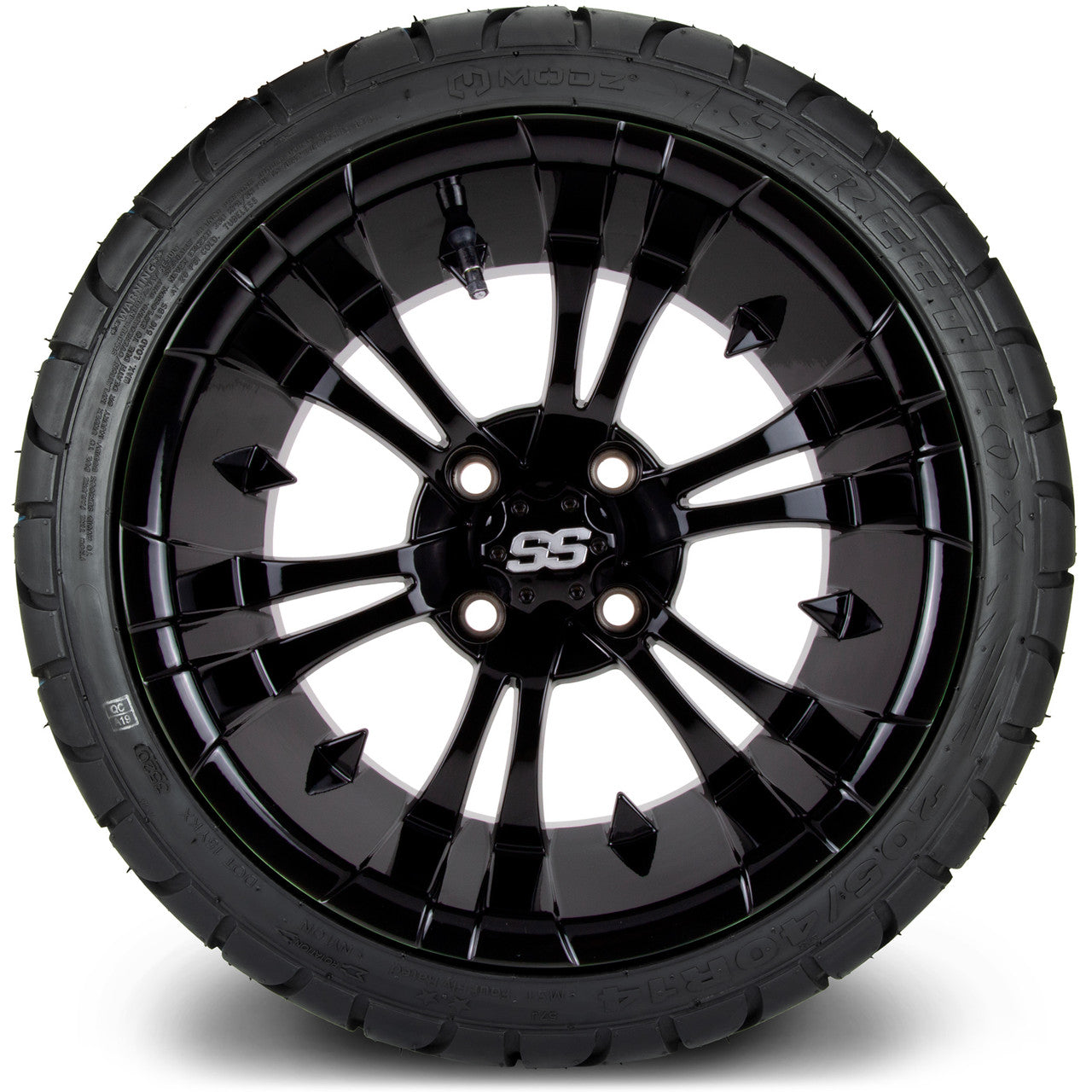 MODZ® 14" Vampire Glossy Black Wheels & Street Tires Combo
