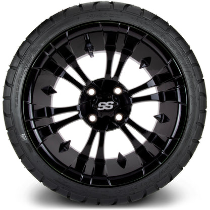MODZ® 14" Vampire Glossy Black Wheels & Street Tires Combo