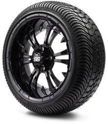 MODZ® 14" Vampire Glossy Black Wheels & Street Tires Combo