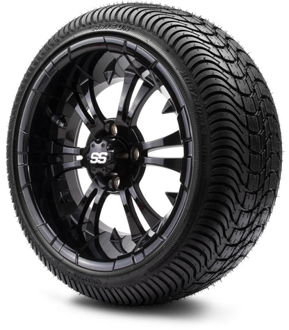 MODZ® 14" Vampire Glossy Black Wheels & Street Tires Combo
