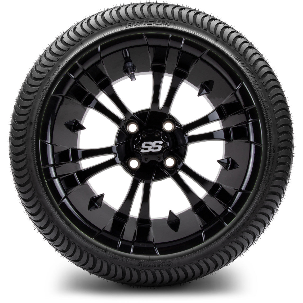 MODZ® 14" Vampire Glossy Black Wheels & Street Tires Combo