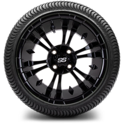 MODZ® 14" Vampire Glossy Black Wheels & Street Tires Combo