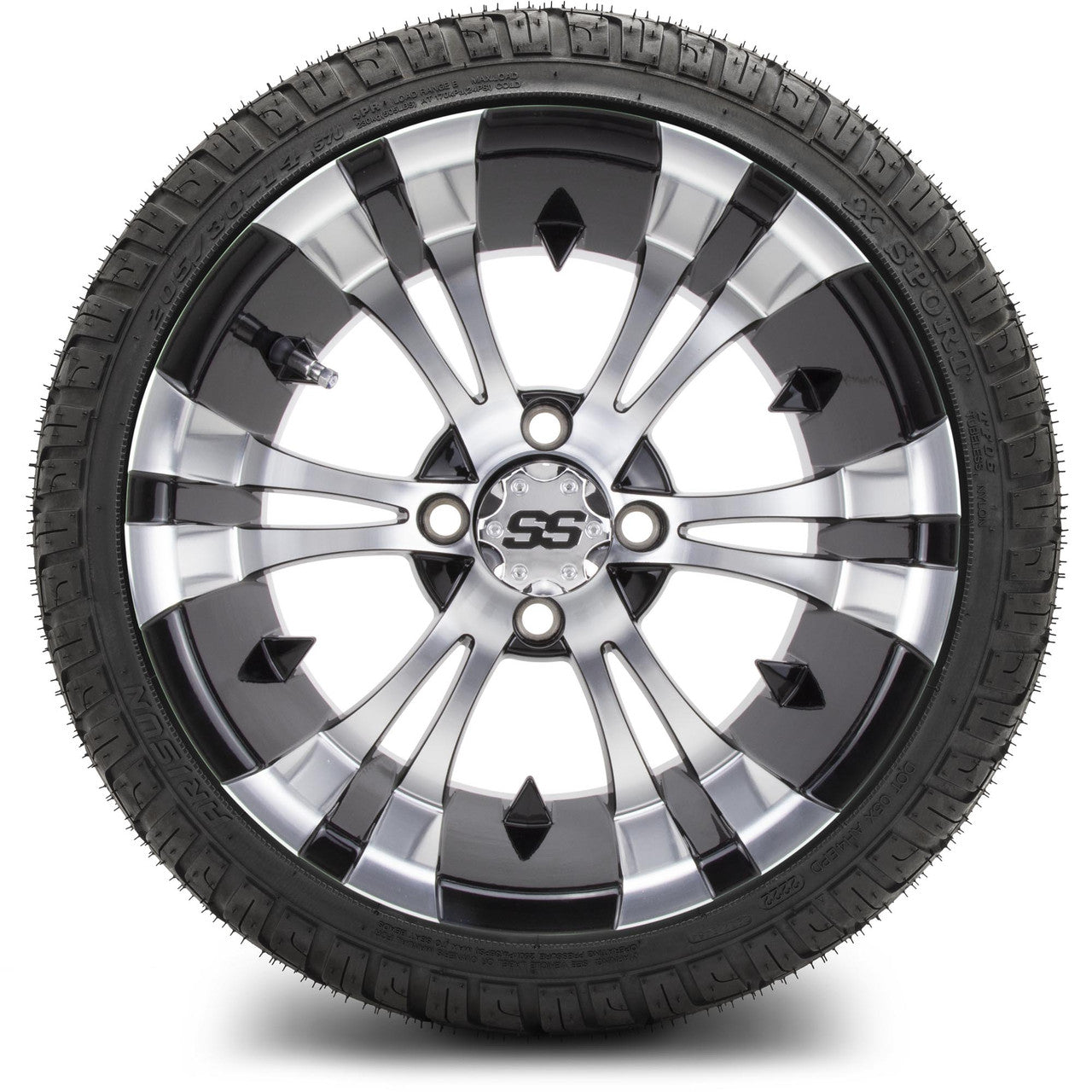 MODZ® 14" Vampire Machined Black Wheels & Street Tires Combo