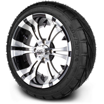 MODZ® 14" Vampire Machined Black Wheels & Street Tires Combo