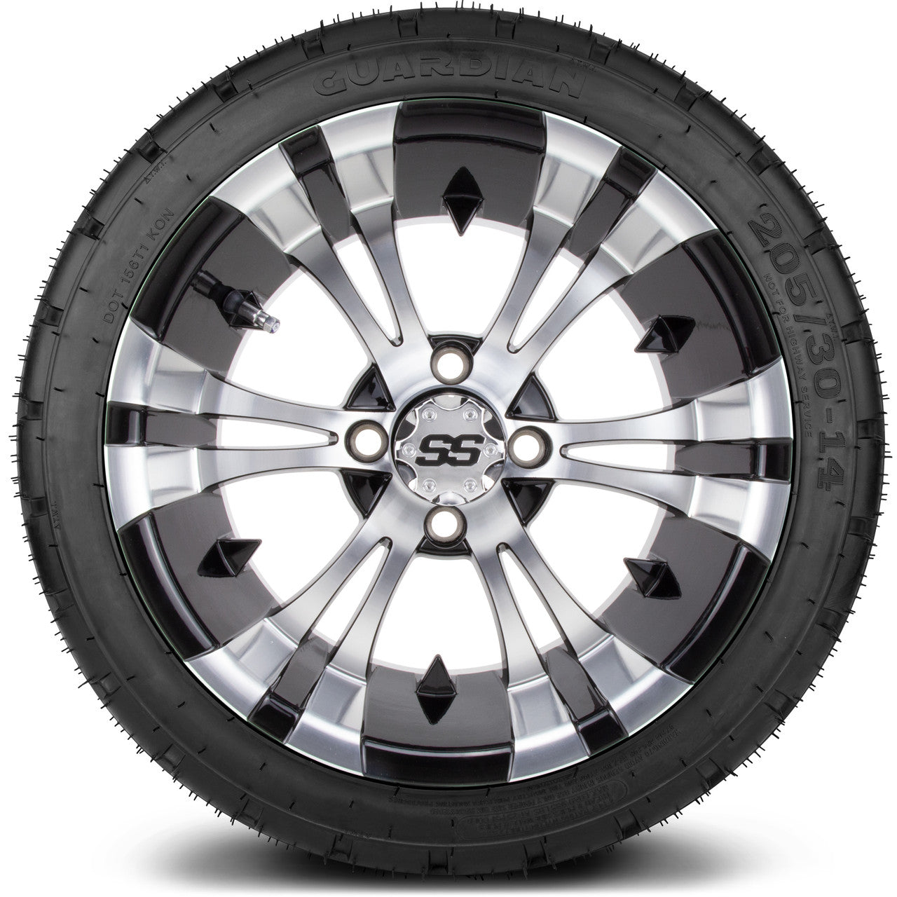 MODZ® 14" Vampire Machined Black Wheels & Street Tires Combo