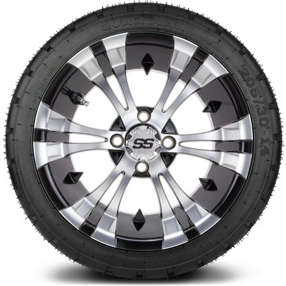MODZ® 14" Vampire Machined Black Wheels & Street Tires Combo