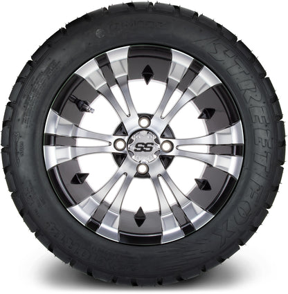 MODZ® 14" Vampire Machined Black Wheels & Street Tires Combo